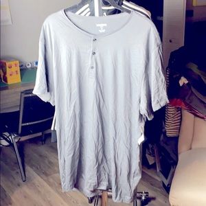 Grey short sleeve button collard top